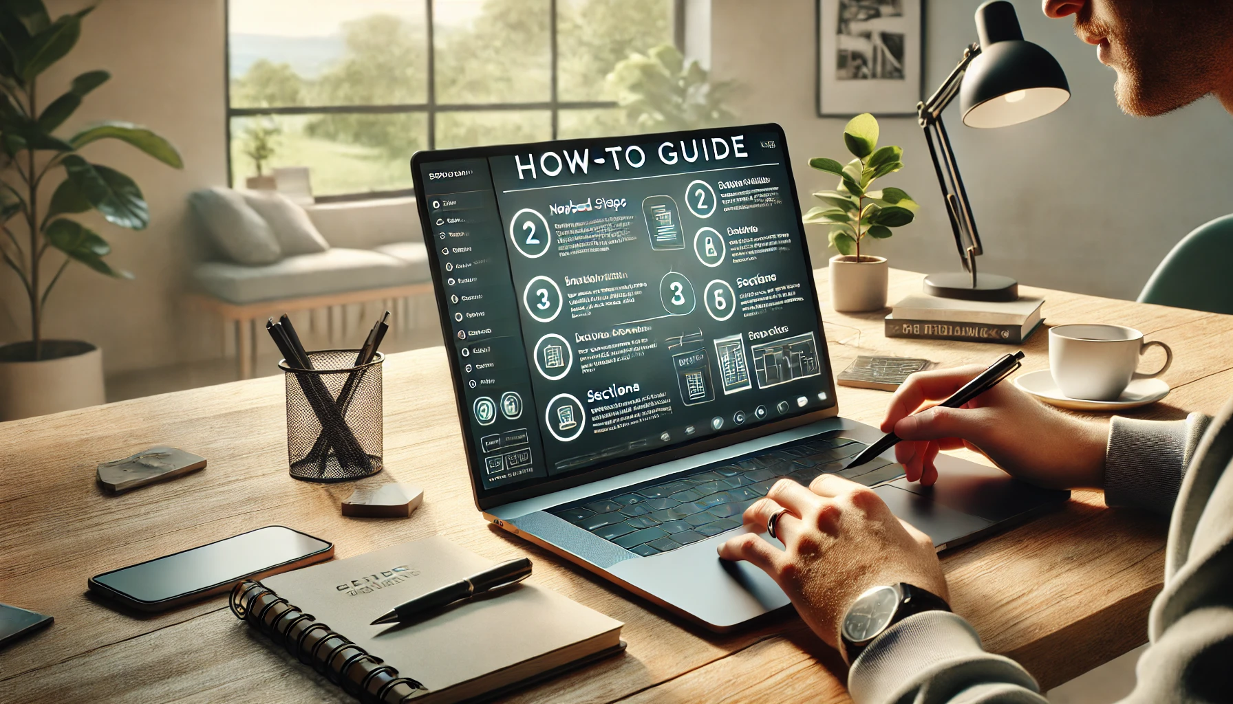 a person creating a step-by-step how-to guide on a laptop.